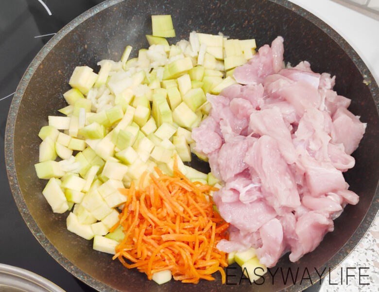 Подготовка овощей и мяса для запекания рис 2