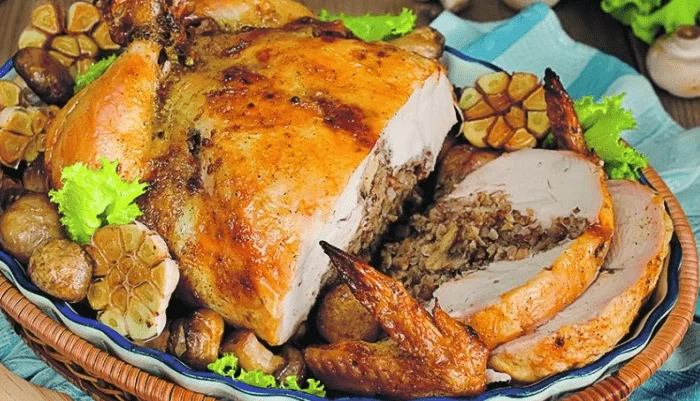 Фаршированная курица в духовке: рецепты приготовления тушки целиком | img 5af71639c3792